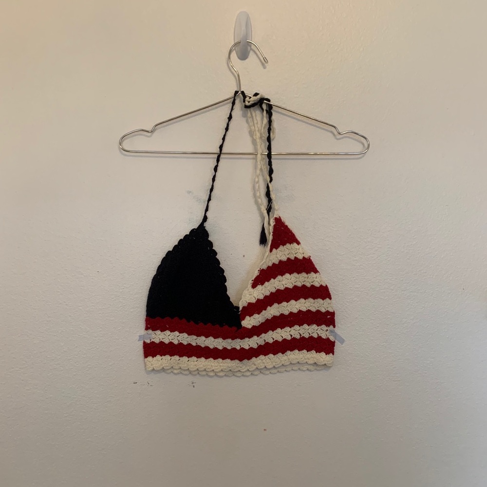 Knitted American flag crop top/ swim top